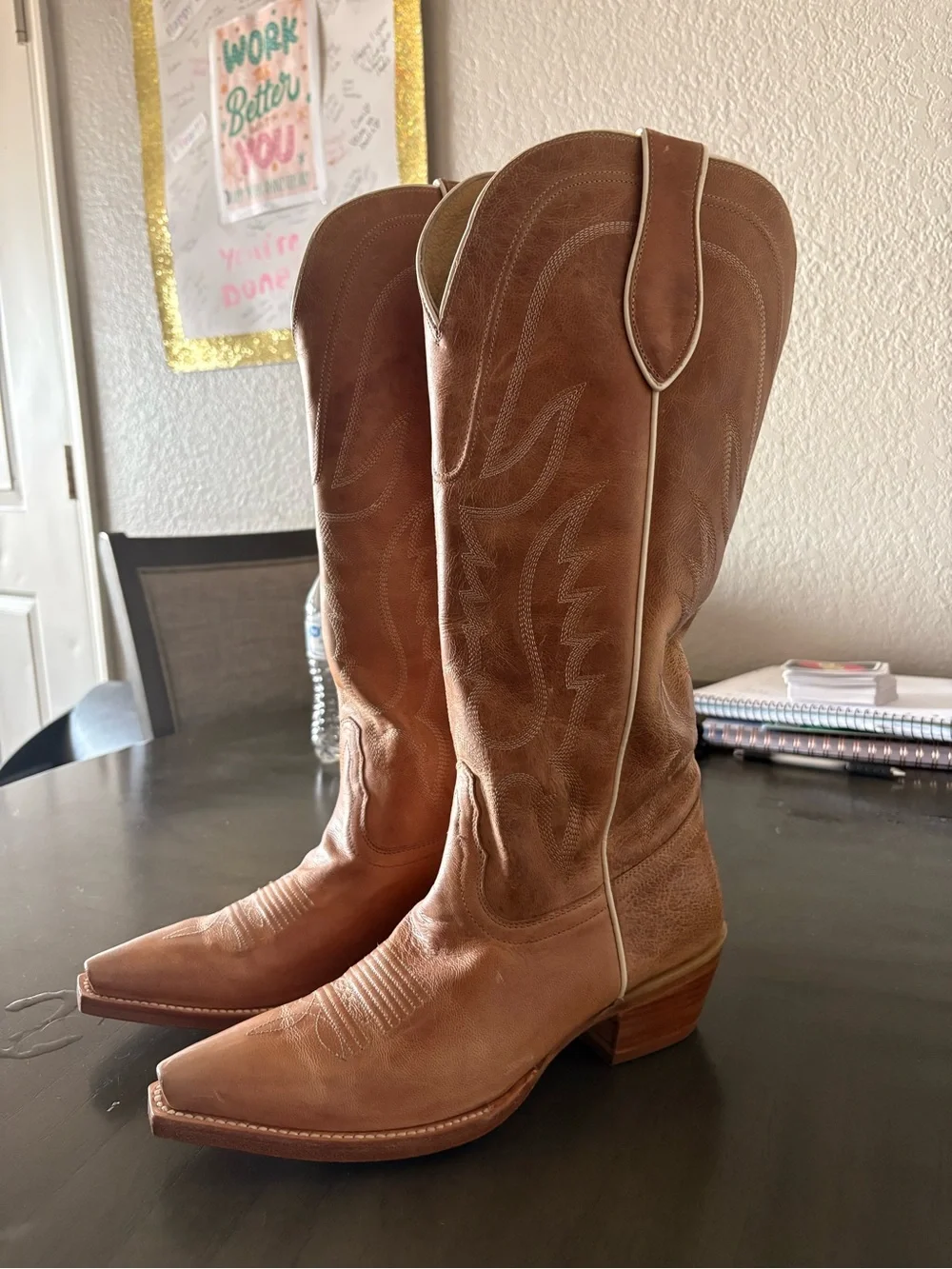 Tony Lama Toffee Over-the-Knee Western Boots